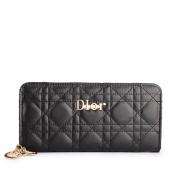 Lady Dior Flapped Quilted Wallet Black